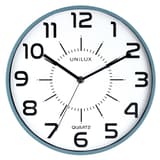 Horloge murale silencieuse, Ø 30,5 cm POP bleu UNILUX - Horloge murale silencieuse UNILUX POP bleu, vue d'ensemble