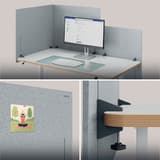 Écran de bureau acoustique réglable en hauteur, 80 x 70 cm séparateur réglable 80 cm LEITZ - Écran de bureau acoustique réglable en hauteur LEITZ séparateur réglable 80 cm, en angle et punaisé sur un poste
