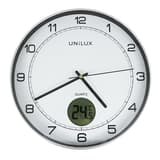 Horloge murale avec thermomètre, Ø 30 cm TEMPUS gris métal UNILUX - Horloge murale avec thermomètre UNILUX TEMPUS gris métal, vue d'ensemble