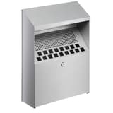 Cendrier mural verrouillable, 4 litres argent métallisé DURABLE - Cendrier mural verrouillable DURABLE argent métallisé, vue d'ensemble