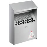 Cendrier mural verrouillable, 4 litres argent métallisé DURABLE - Cendrier mural verrouillable DURABLE argent métallisé, vue de trois quarts