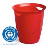 Corbeille à papier, 2 poignées de transport TREND 16 litres DURABLE - Corbeille à papier DURABLE TREND 16 litres rouge, avec le label Ange bleu