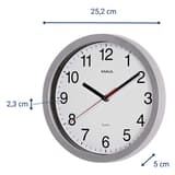 Horloge murale à quartz silencieuse, Ø 25 cm run quartz argent MAUL - Horloge murale à quartz silencieuse MAUL run quartz argent, dimensions