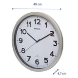 Grande horloge murale radio-pilotée, Ø 40 cm step 40 argent MAUL - Grande horloge murale radio-pilotée MAUL step 40 argent, dimensions