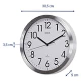 Horloge murale radio-pilotée en aluminium, Ø 30,5 cm move 30 aluminium MAUL - Horloge murale radio-pilotée en aluminium MAUL move 30 aluminium, dimensions