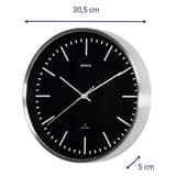 Horloge radio-pilotée en aluminium, Ø 30,5 cm fly cadran noir MAUL - Horloge radio-pilotée en aluminium MAUL fly cadran noir, dimensions