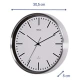 Horloge radio-pilotée en aluminium, Ø 30,5 cm fly cadran blanc MAUL - Horloge radio-pilotée en aluminium MAUL fly cadran blanc, dimensions