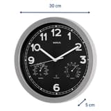 Horloge radio-pilotée, thermomètre et hygromètre drive argent MAUL - Horloge radio-pilotée MAUL drive argent, dimensions