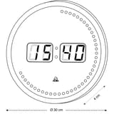 Horloge murale digitale LED, Ø 30 cm HORLED noir ALBA - Horloge murale digitale LED ALBA HORLED noir, dimensions