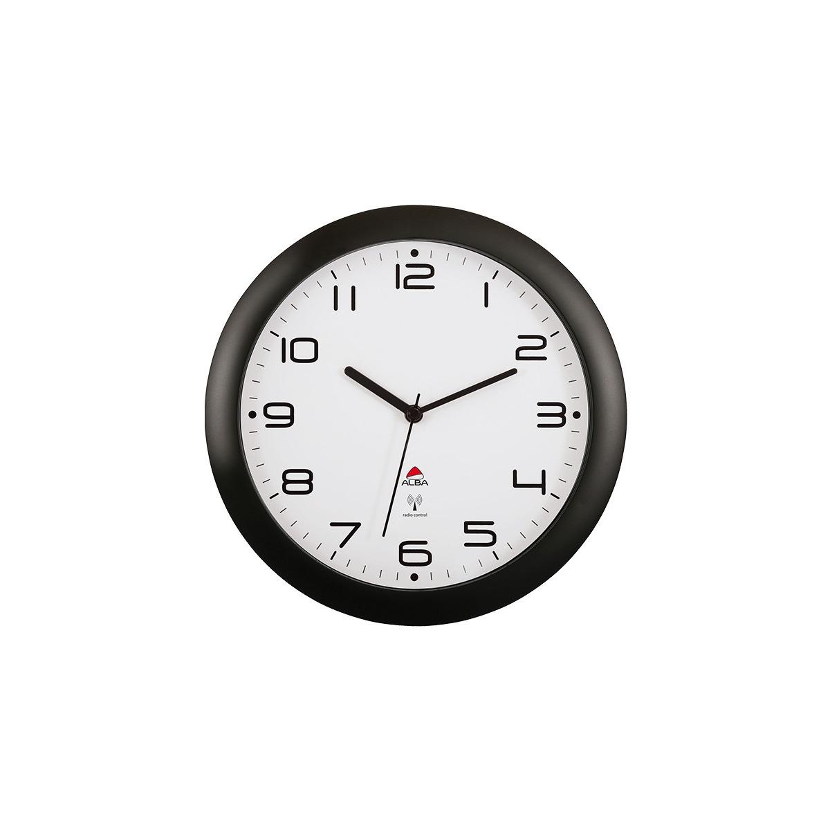 Horloge murale radio-pilotée silencieuse ALBA HORNEWRC noir, vue d'ensemble