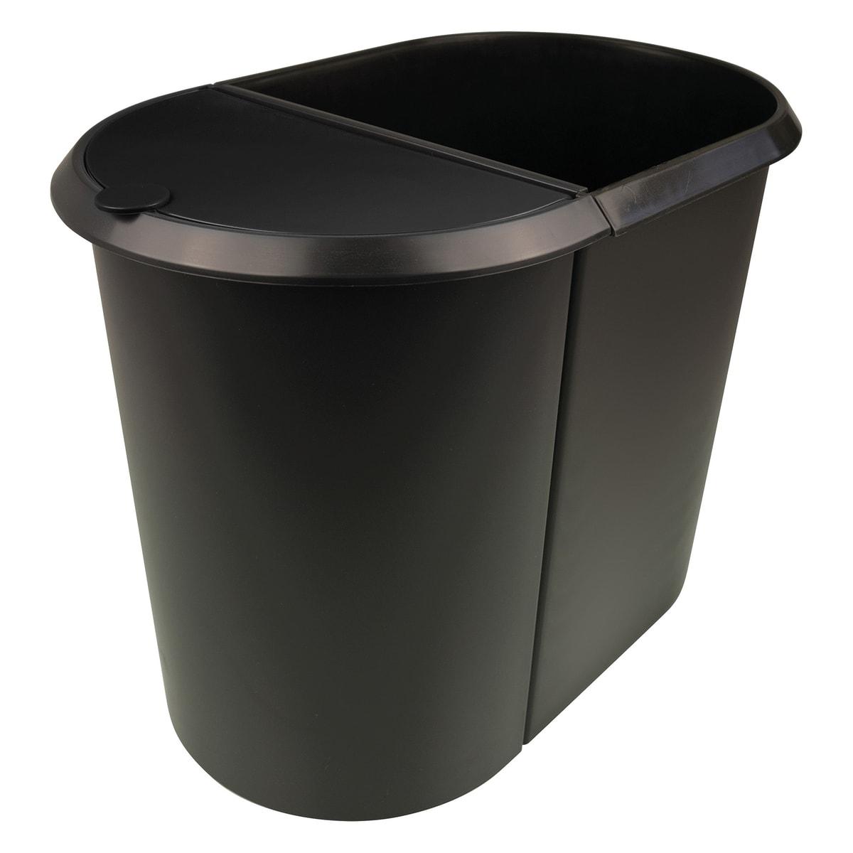 Corbeille de tri helit the double 20 + 9 litres noire, vue d'ensemble