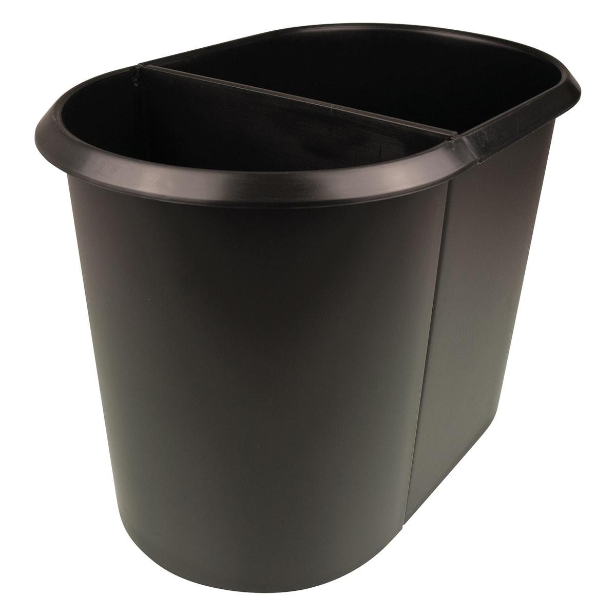 Corbeille de tri helit the double 20 + 9 litres sans couvercle noire, vue d'ensemble