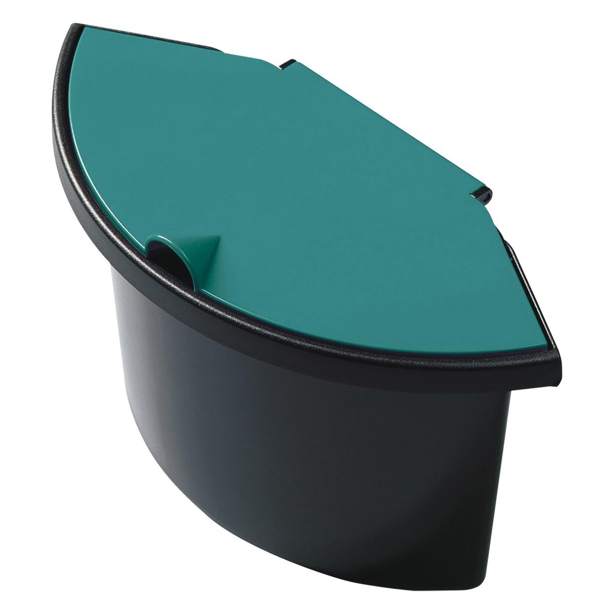 Insert à déchets helit the collector 2 litres avec couvercle noir, couvercle vert, vue d'ensemble