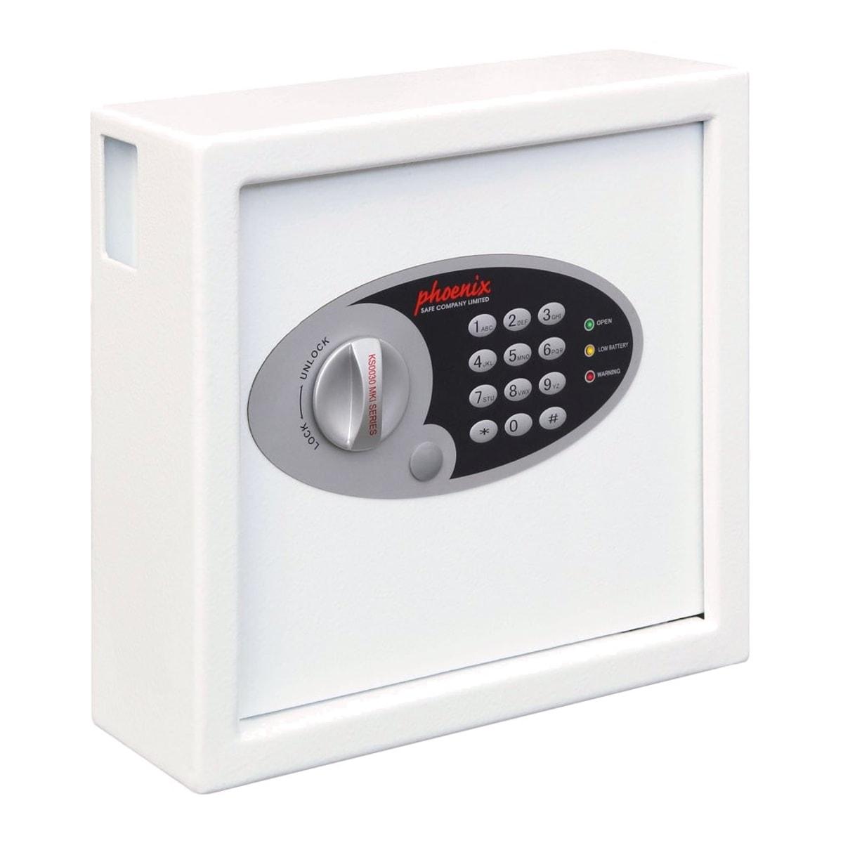 Armoire à clés sécurisée, 30 clés, trappe de dépôt CYGNUS KS0031E MKII PHOENIX - Armoire à clés sécurisée Phoenix CYGNUS KS0031E MKII, vue d'ensemble, porte fermée