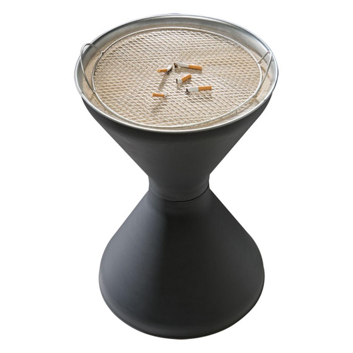Cendrier sur pied avec sable APS DIABOLO noir, cendrier garni de sable sous son tamis