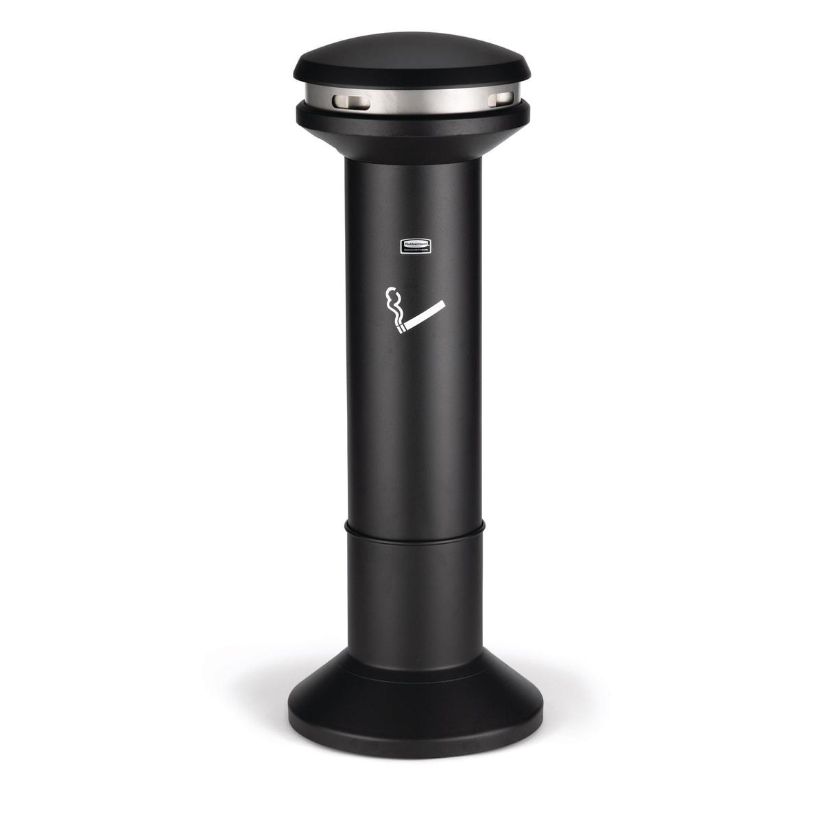 Cendrier sur colonne en inox Rubbermaid Infinity grande capacité noir, vue d'ensemble