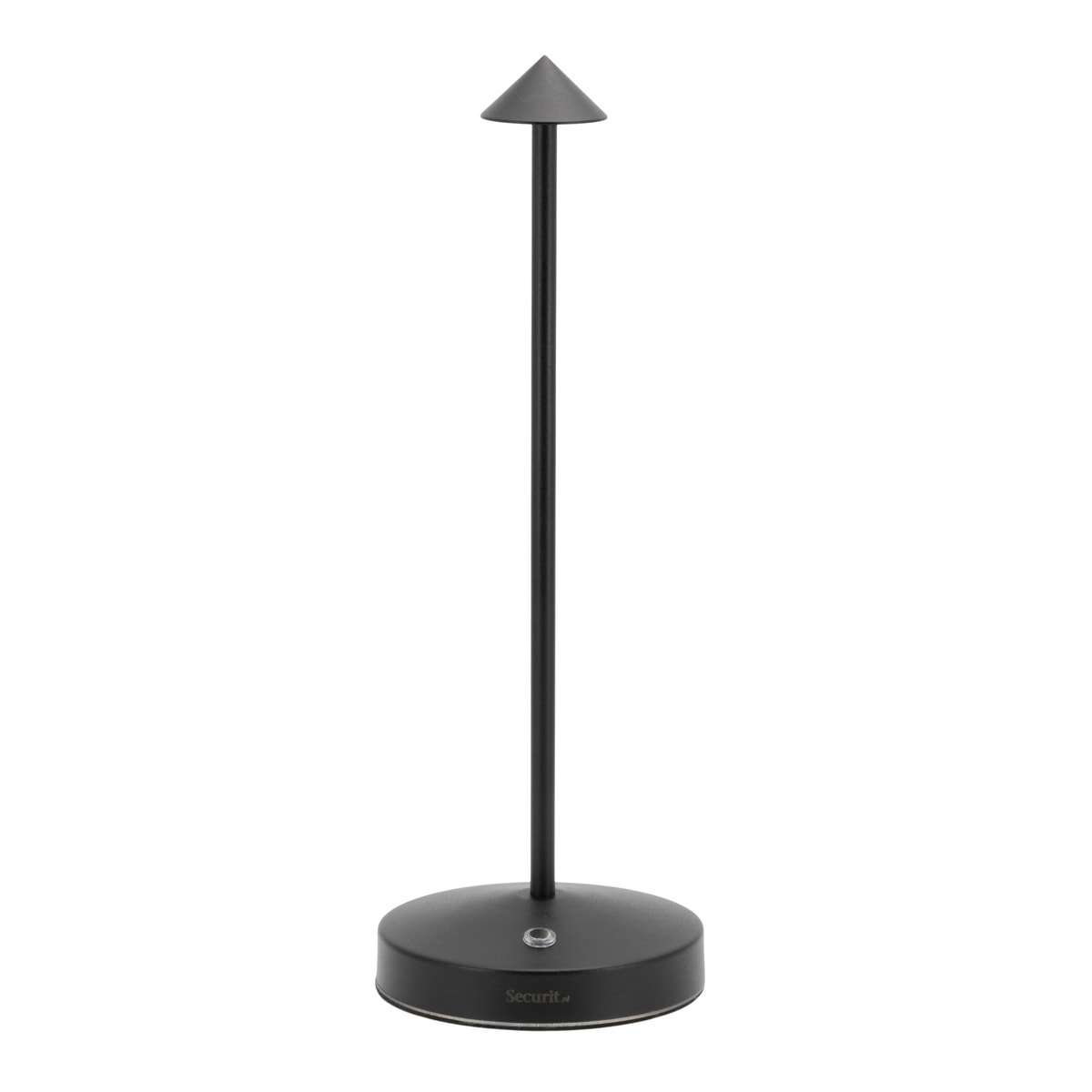 Lampe de table LED rechargeable Securit ANGELINA noire, vue de face