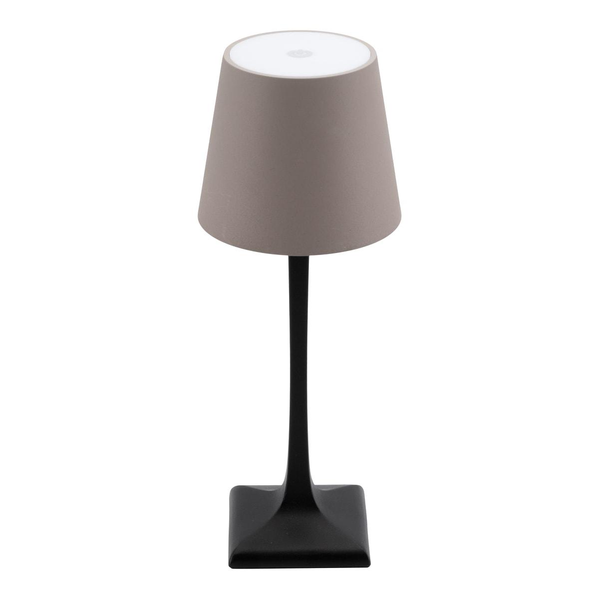 Lampe de table LED rechargeable Securit MILANO noir et taupe, vue de face