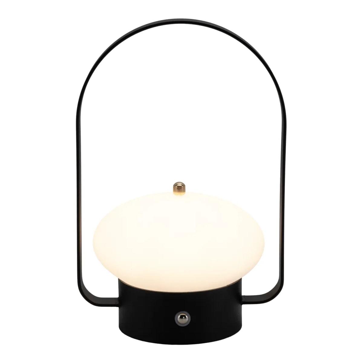Lampe de table LED rechargeable Securit BARCELONA noir, vue de face
