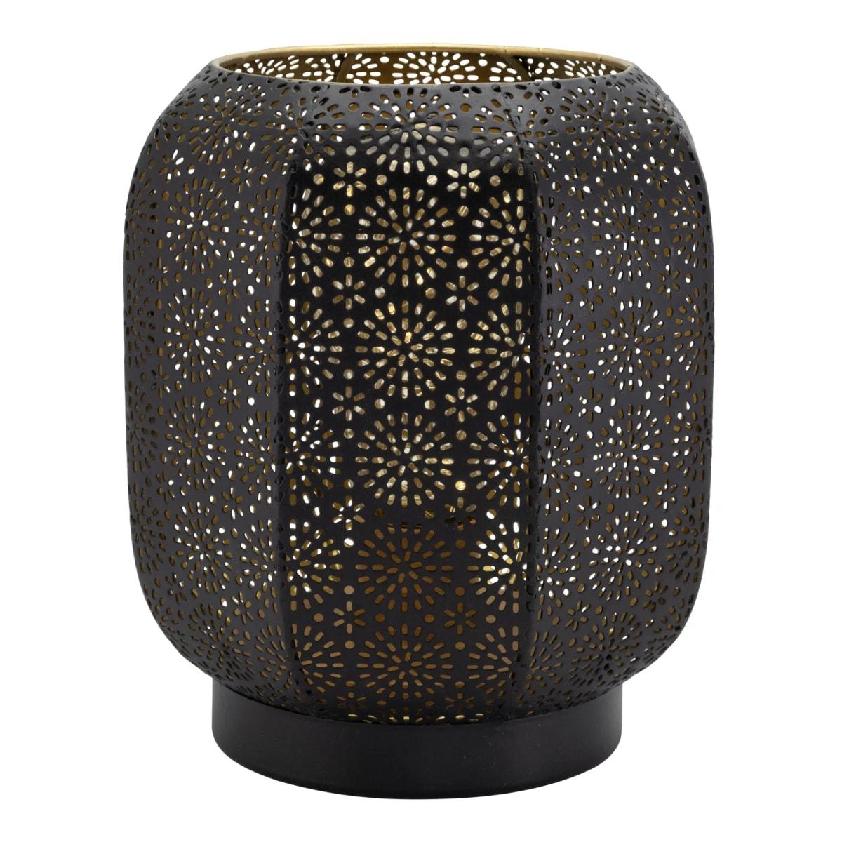 Lampe de table LED rechargeable Securit MARRAKECH noir et or, vue de face