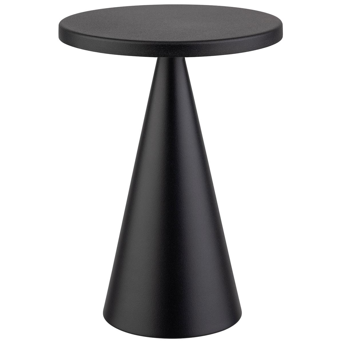 Lampe de table LED rechargeable APS CONE noire, vue de face