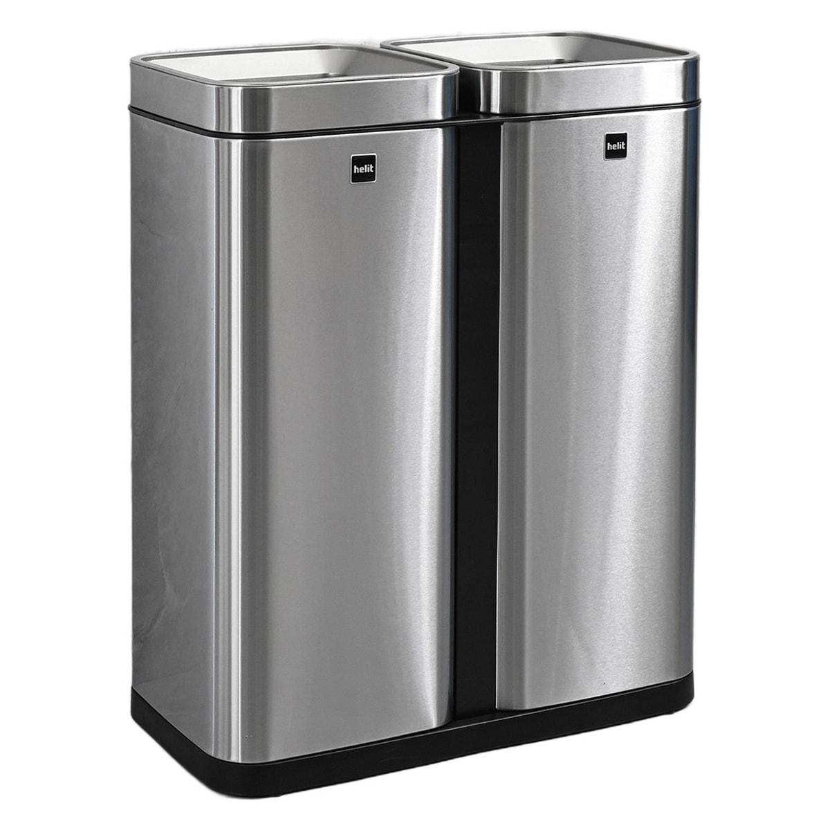 Poubelle de tri 2 × 30 litres, inox the twin bin HELIT - Poubelle de tri helit the twin bin 2 × 30 litres, vue d'ensemble
