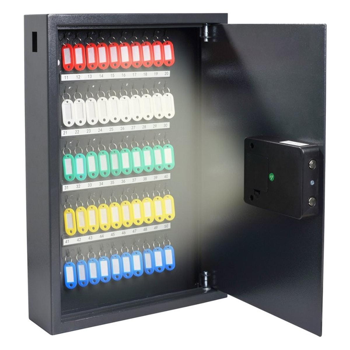 Armoire à clés sécurisée connectée pavo Armoire à clés sécurisée Smart-WiFi 50 clés, vue d'ensemble, porte ouverte