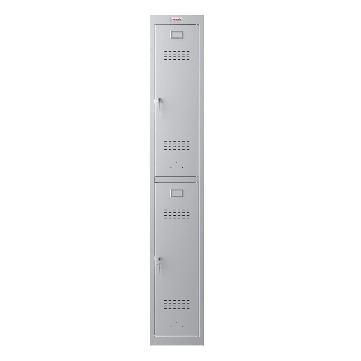 Vestiaire 2 portes en acier, 2 x 121 litres PL1230, serrure à clé PHOENIX - Vestiaire Phoenix PL1230 serrure à clé gris clair, vue de face