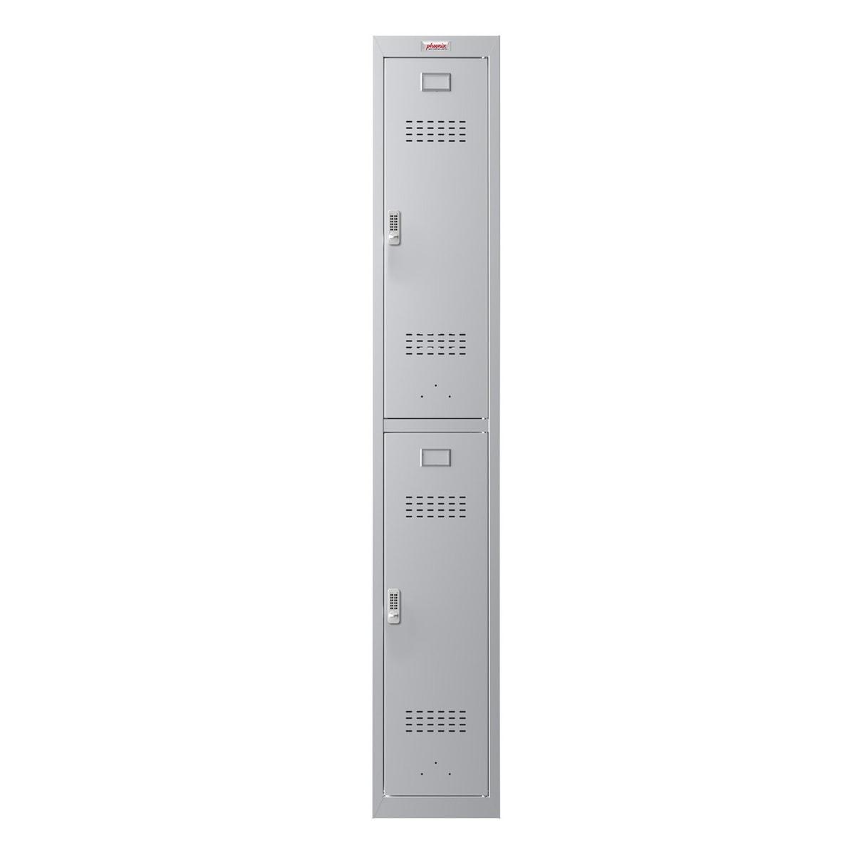 Vestiaire 2 portes en acier, 2 x 121 litres PL1230, serrure électronique PHOENIX - Vestiaire Phoenix PL1230 serrure électronique gris clair, vue de face