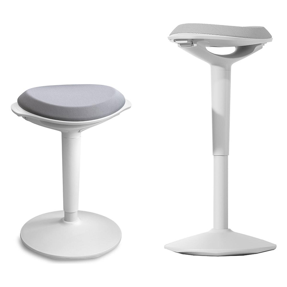 Tabouret assis-debout UNILUX ERGO BOOST blanc-gris, vue d'ensemble