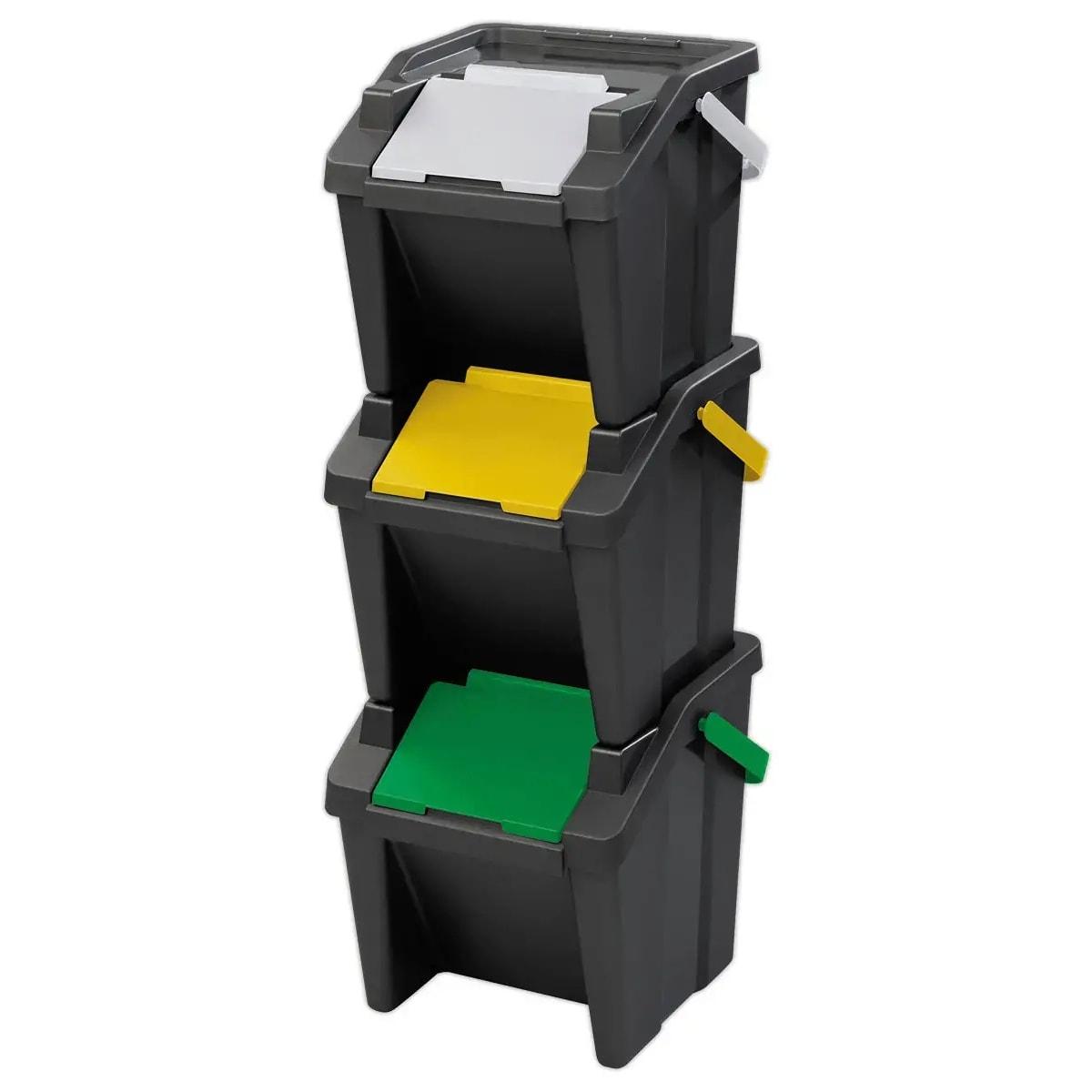 Kit de tri de 3 poubelles empilables Tower CEP - Kit de tri CEP Tower, trois poubelles empilées