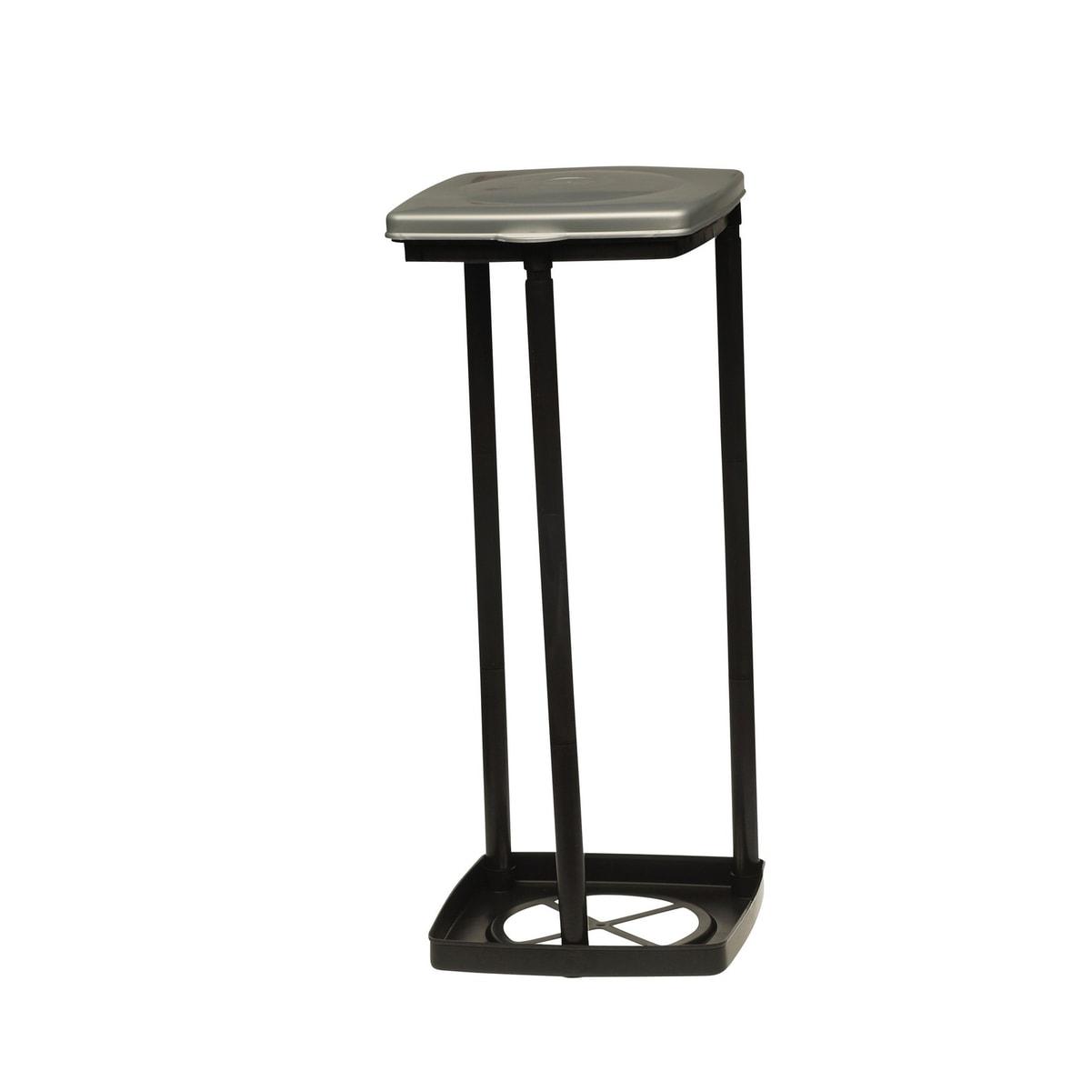 Support de sac poubelle avec couvercle easyclean KEEEPER - Support de sac poubelle keeeper easyclean, socle anthracite et couvercle argent