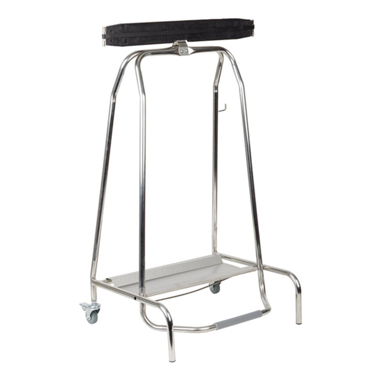 Support de sac à pédale sur roulettes, 120 litres QUICKSTEP APS - Support de sac à pédale APS QUICKSTEP 120 litres en inox, vue de face