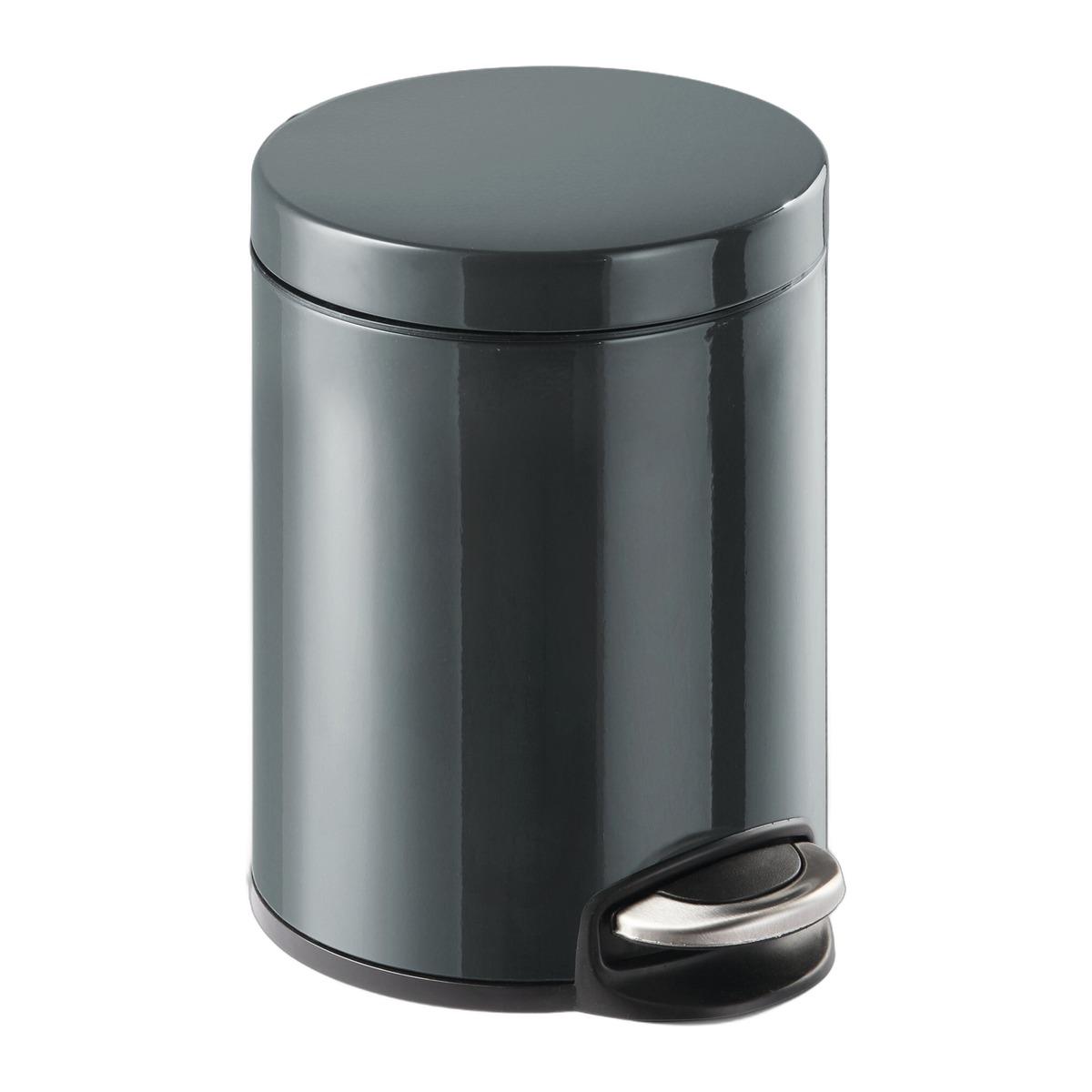 Poubelle d'intérieur à pédale, de 5 à 30 litres Poubelle à pédale ronde DURABLE - Poubelle à pédale ronde DURABLE anthracite 5 litres, vue de face