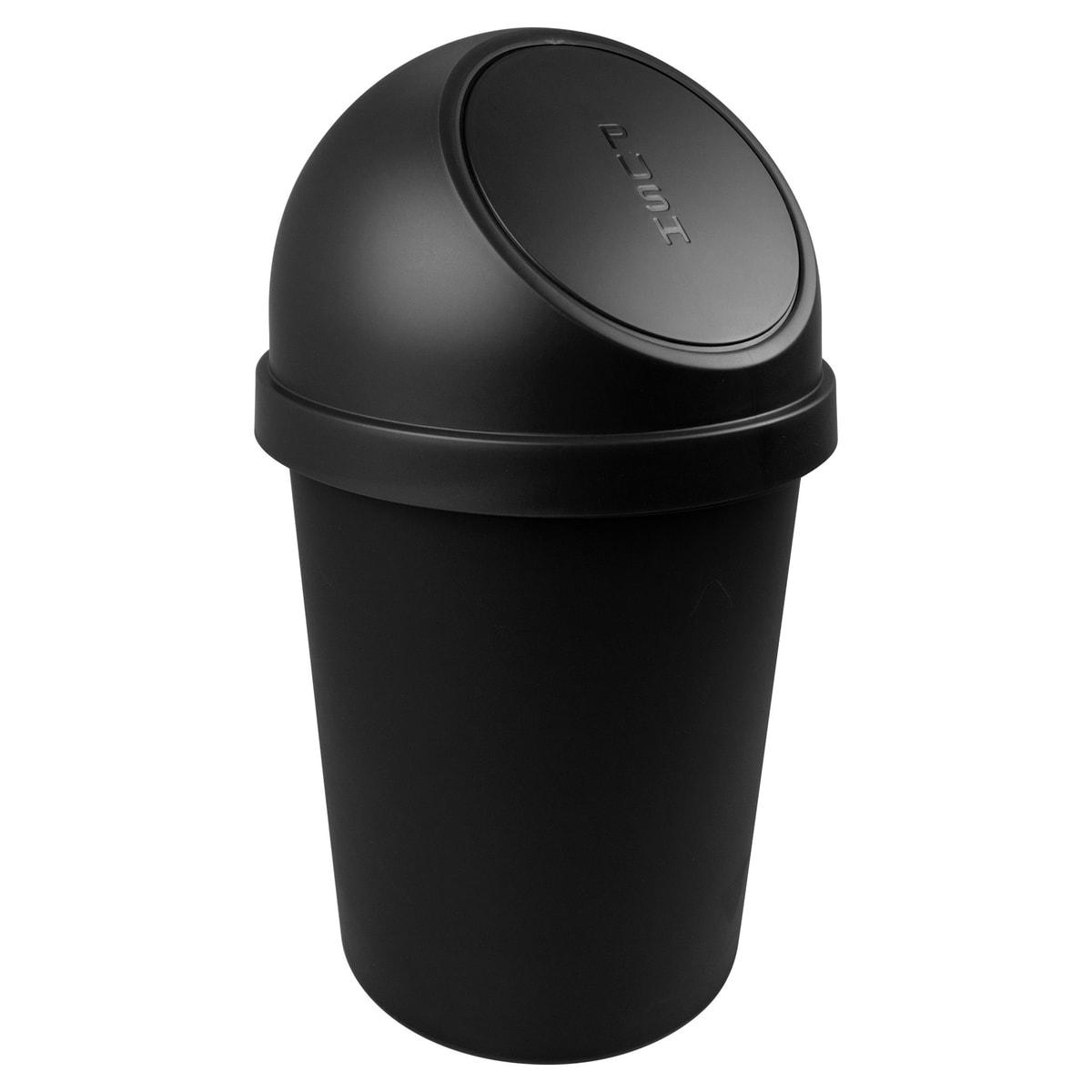 Poubelle à clapet helit the flip noir 45 litres, vue de face