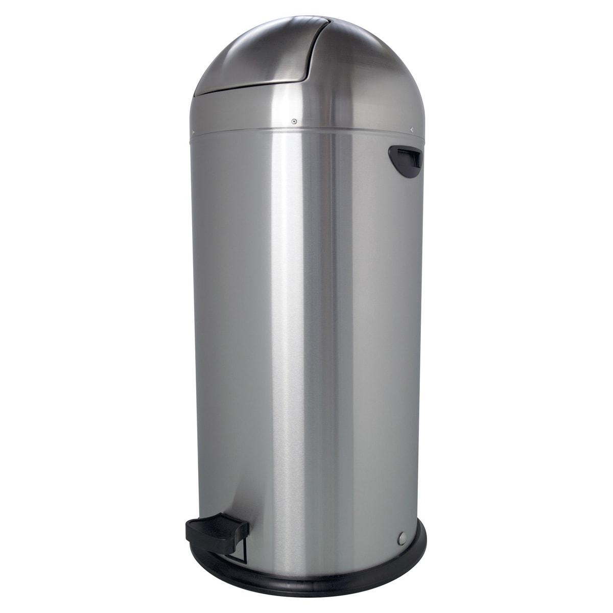 Poubelle à pédale helit the step dome 52 litres argent, vue de face
