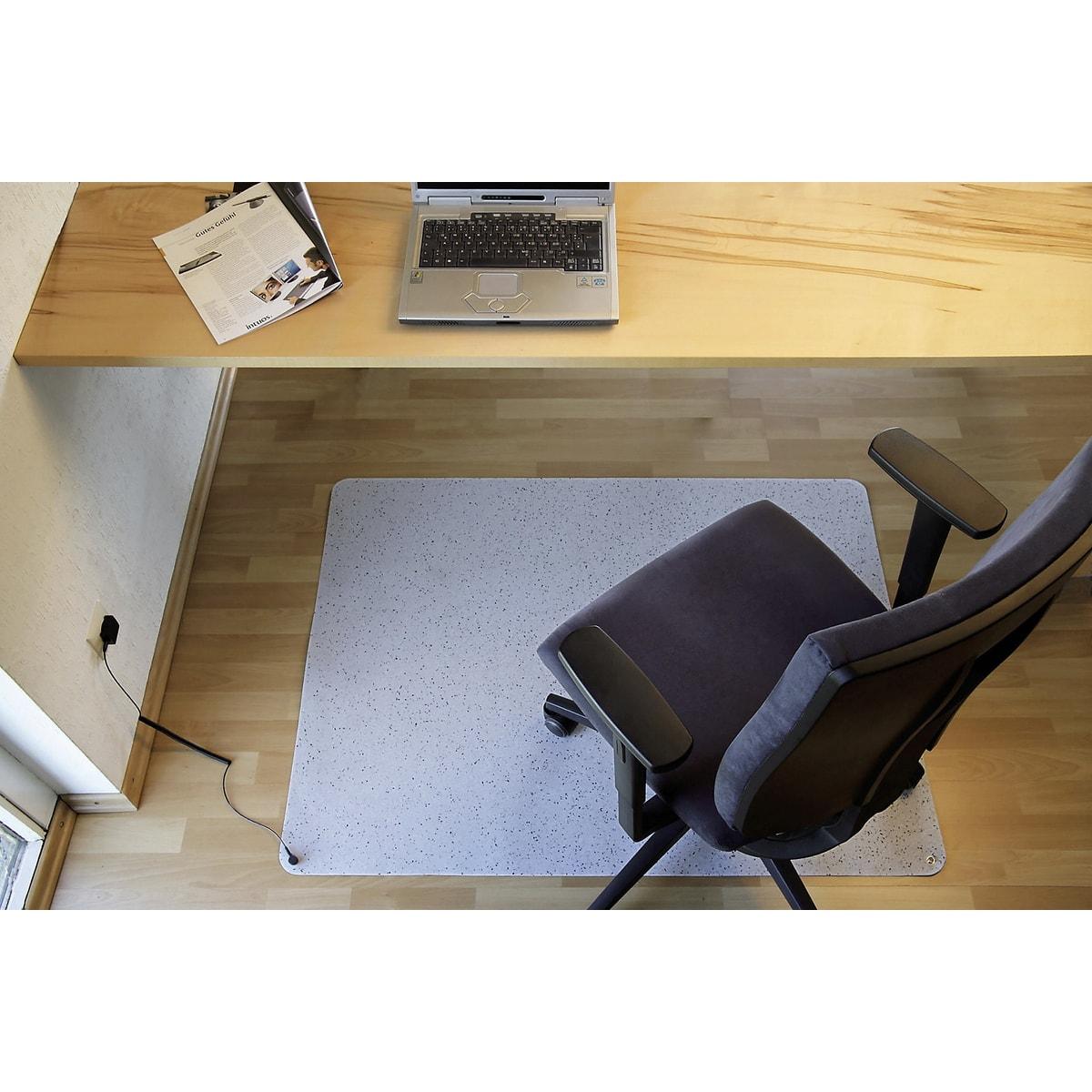 Tapis de sol antistatique en caoutchouc, 2 mm Yoga Flat ESD RS OFFICE - Tapis de sol antistatique RS Office Yoga Flat ESD gris granité sous un fauteuil de bureau