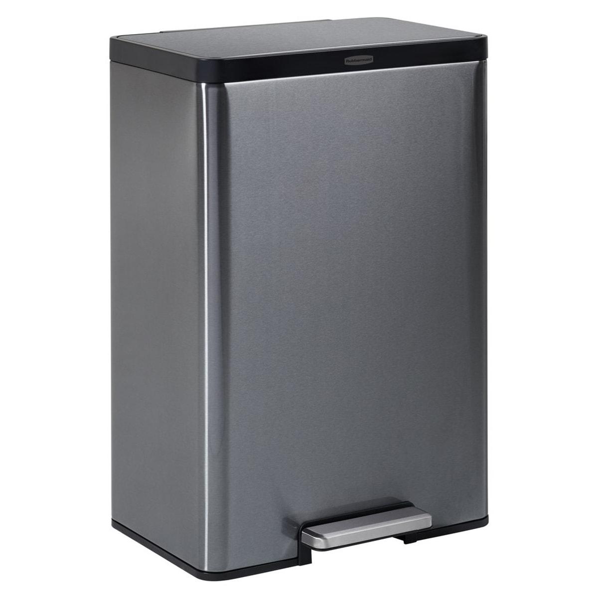 Poubelle à pédale Rubbermaid Elite 45 litres en inox gris charbon