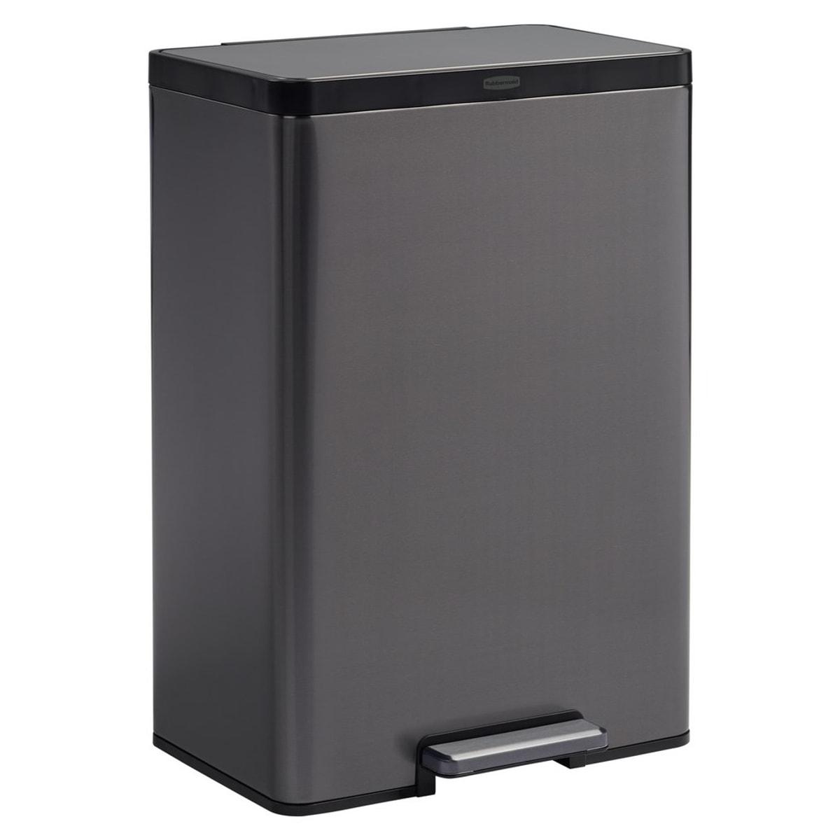 Poubelle à pédale Rubbermaid Elite Dual Stream 39 litres en inox gris charbon