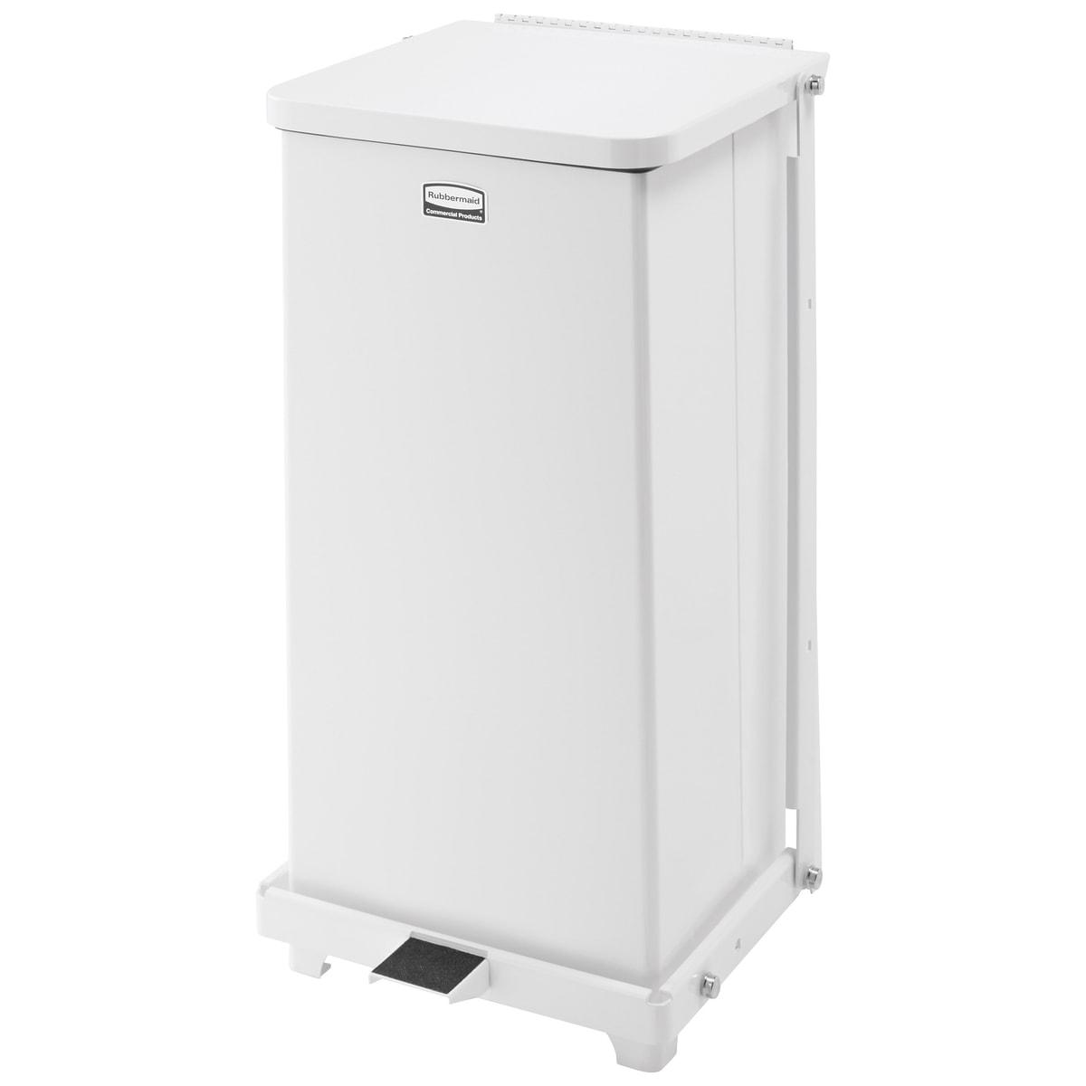 Poubelle à pédale Rubbermaid Defenders carrée 25 litres, vue de face