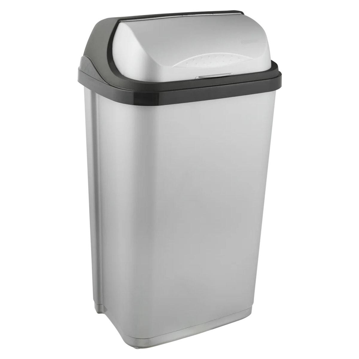 Poubelle à couvercle à tambour keeeper rasmus 50 litres, vue de face