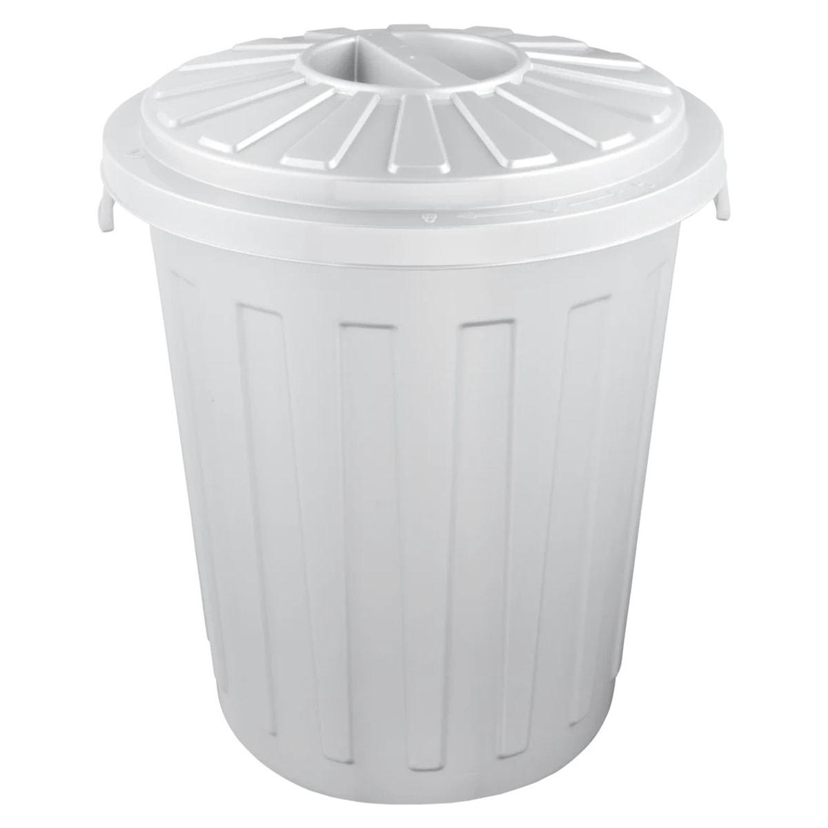 Poubelle à couvercle vissant keeeper mats 23 litres argent, vue de face