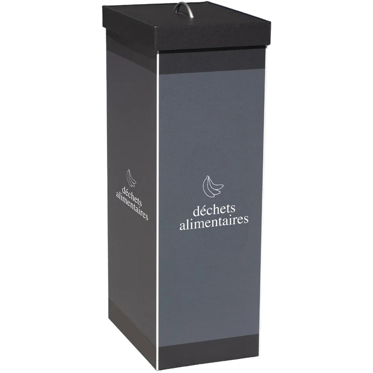 Collecteur de tri PAPERFLOW déchets alimentaires cadre noir, vue d'ensemble, cadre noir