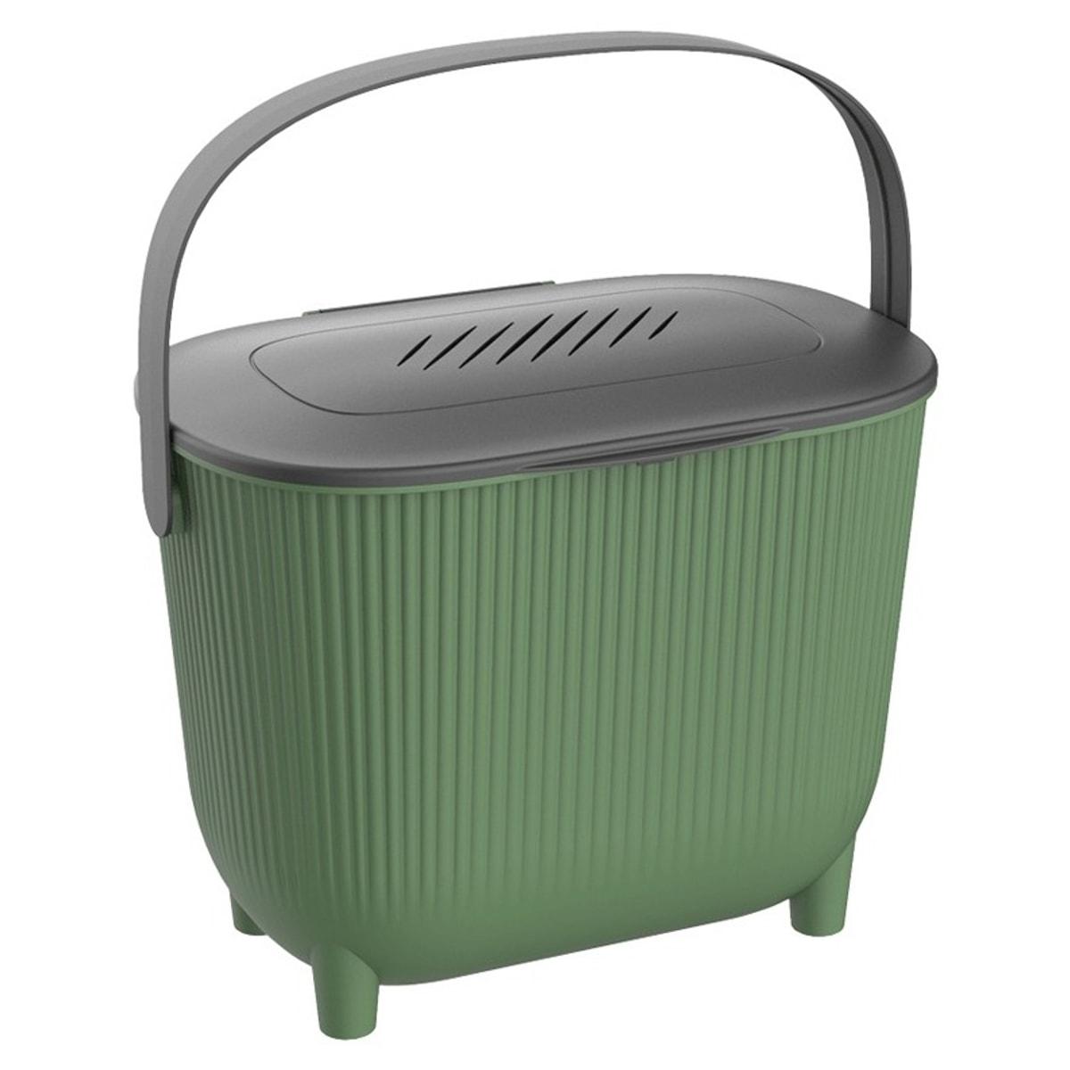Poubelle à compost avec filtre EDA 10 litres verte et anthracite