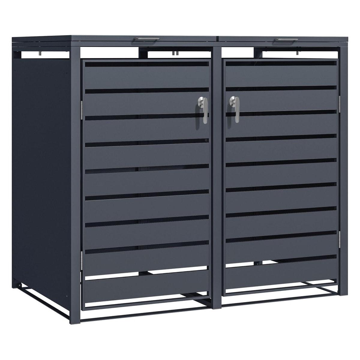 Abri pour deux poubelles Phoenix GB2213 anthracite, vue de face