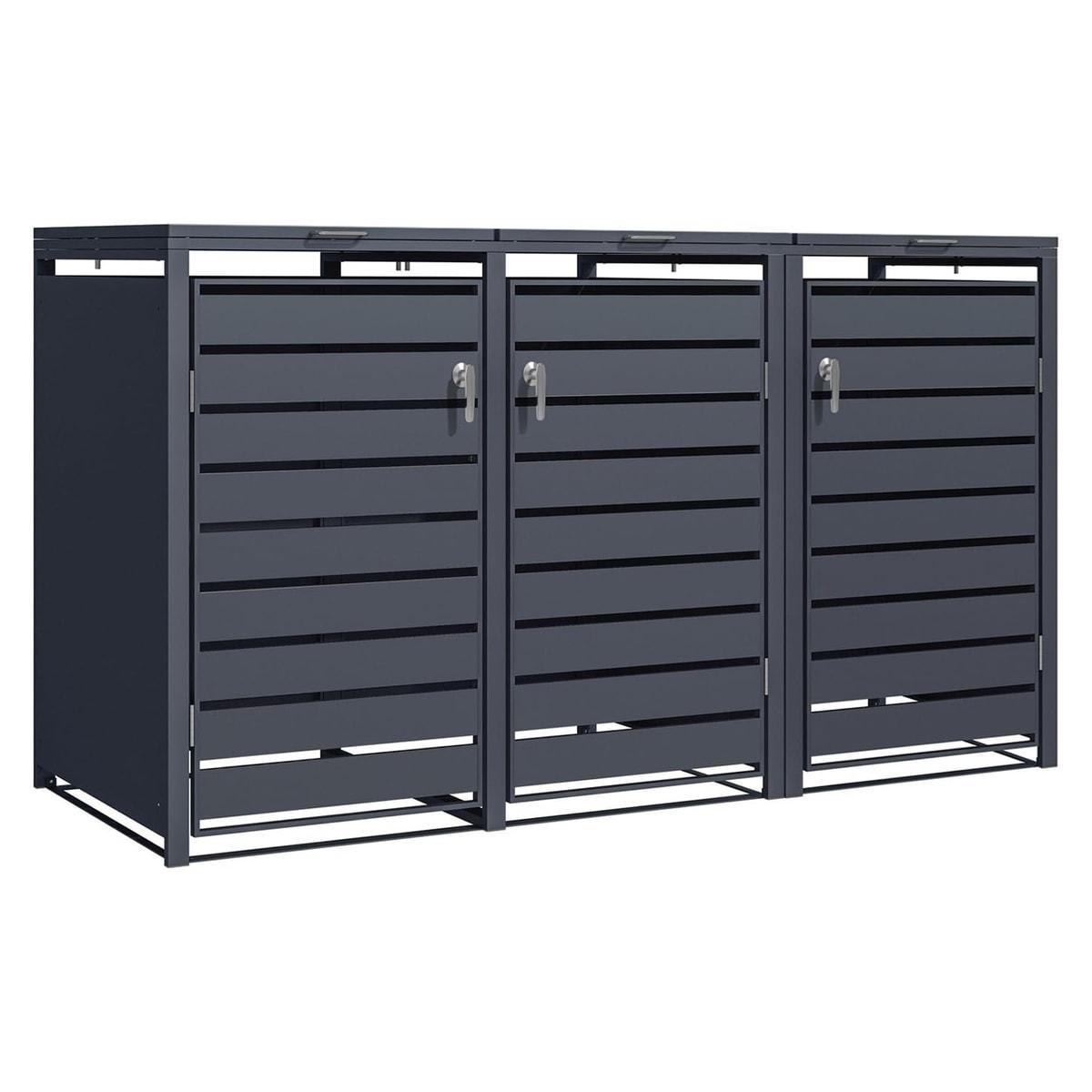 Abri pour trois poubelles Phoenix GB3320 anthracite, vue de face