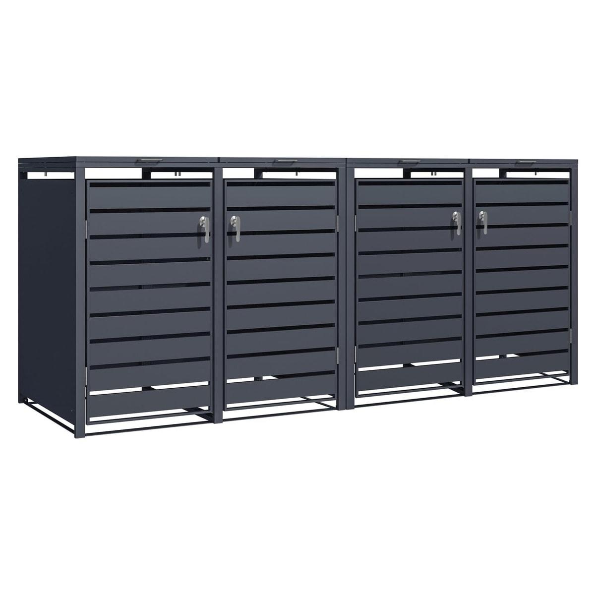 Abri pour quatre poubelles Phoenix GB4426 anthracite, vue de face
