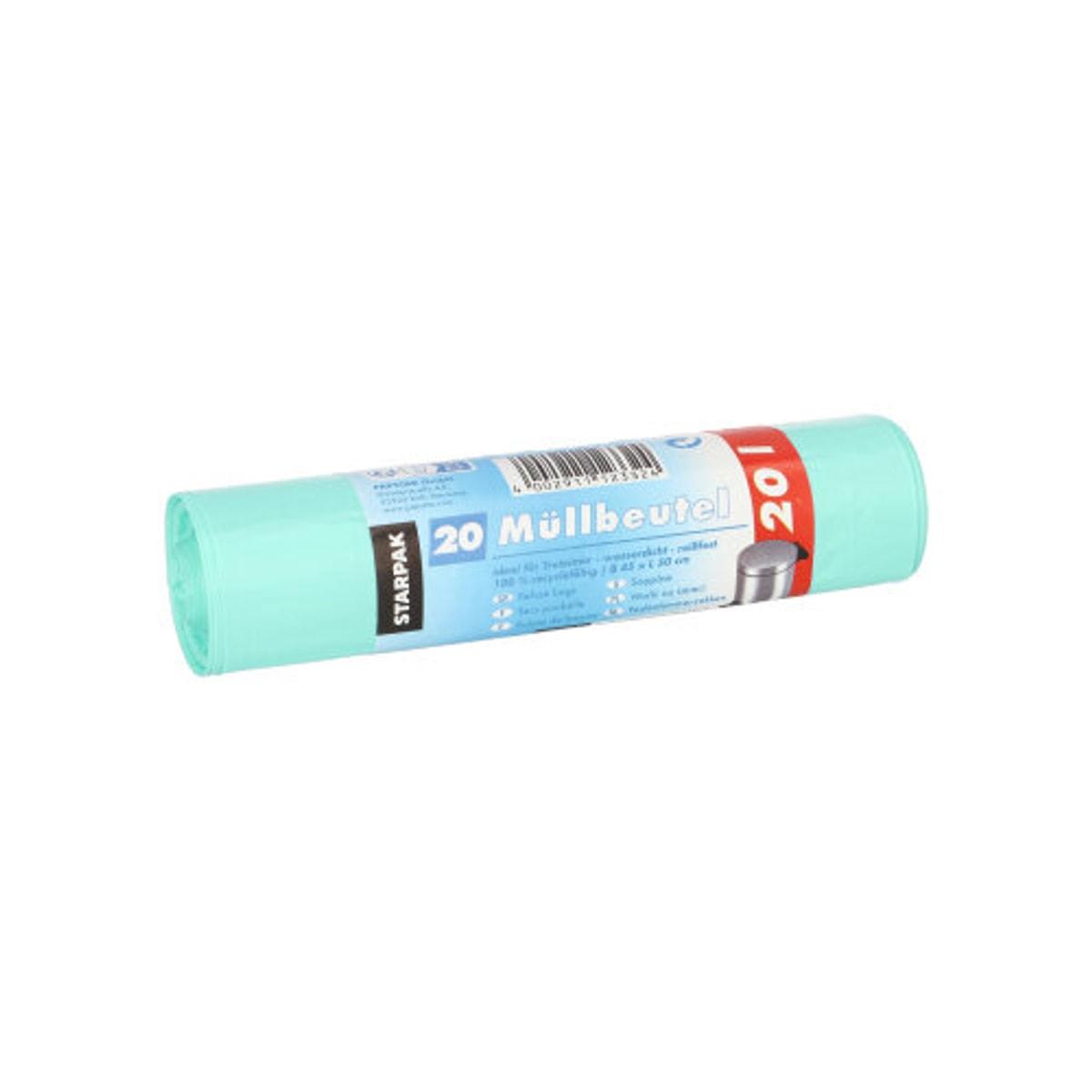 Rouleau de 20 sacs poubelle STARPAK 20 litres vert menthe