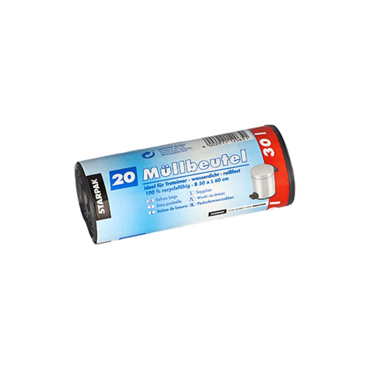 Rouleau de 20 sacs poubelle STARPAK 30 litres gris