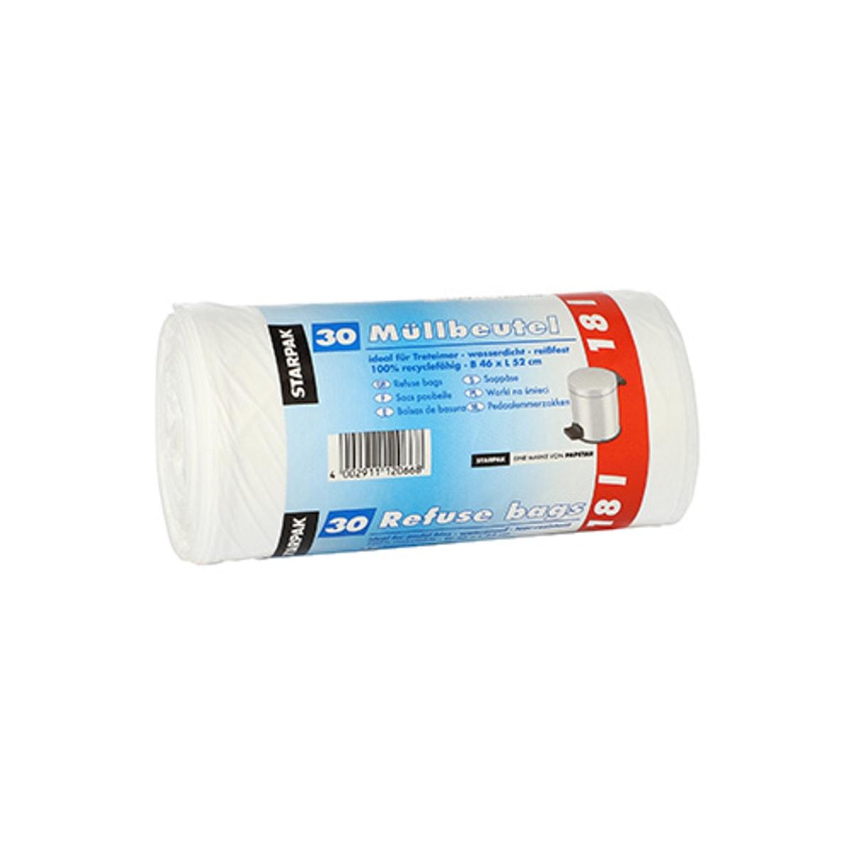 Rouleau de 30 sacs poubelle STARPAK 18 litres blancs